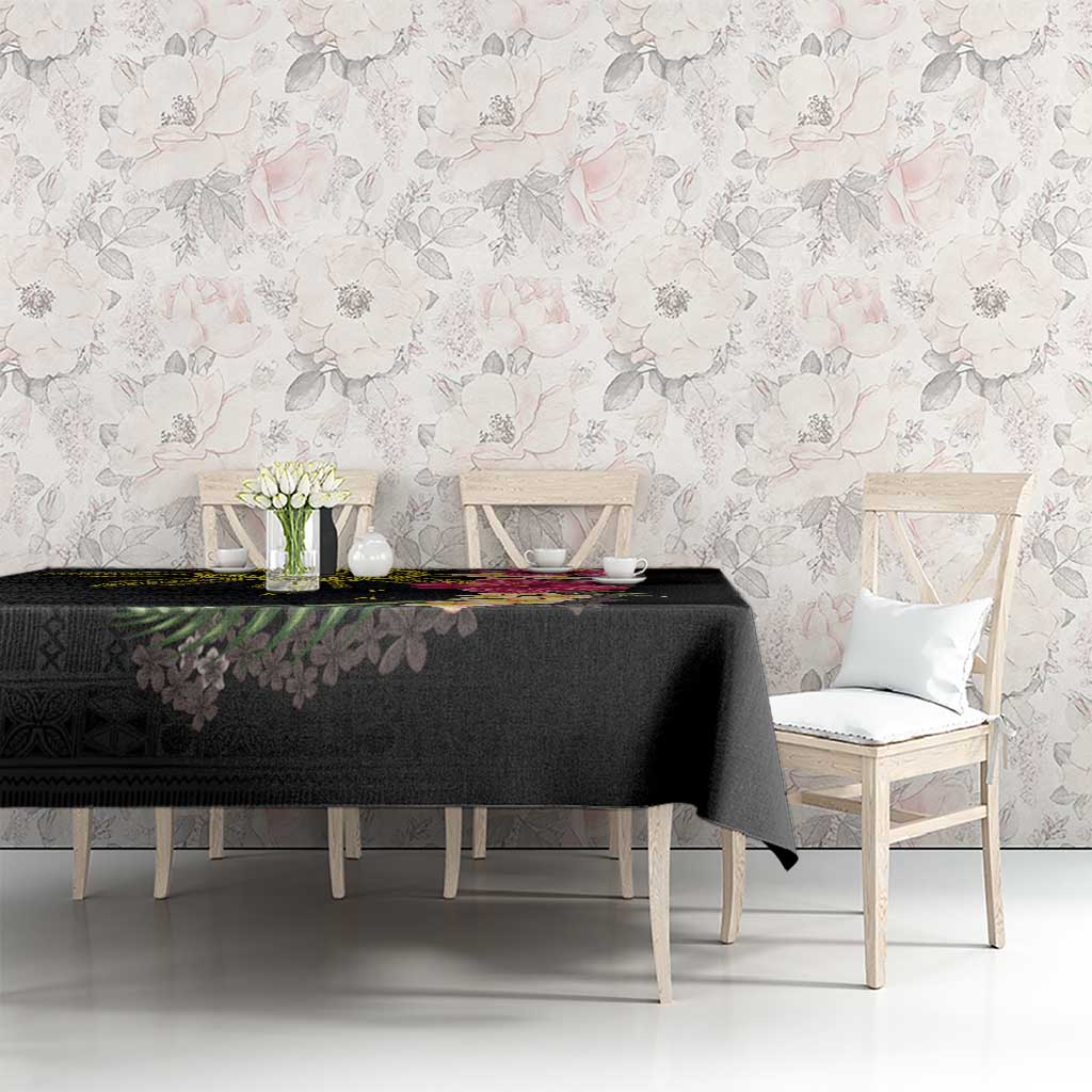 Hawaii and Philippines Together Tablecloth Hibiscus Flower and Sun Badge Polynesian Pattern Coloful