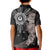 Hawaii and Philippines Together Kid Polo Shirt Hibiscus Flower and Sun Badge Polynesian Pattern Grayscale