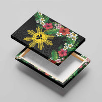 Tropical Hawaii and Philippines Canvas Wall Art Kanaka Maoli and Sun Badge Batok Tattoo Colorful