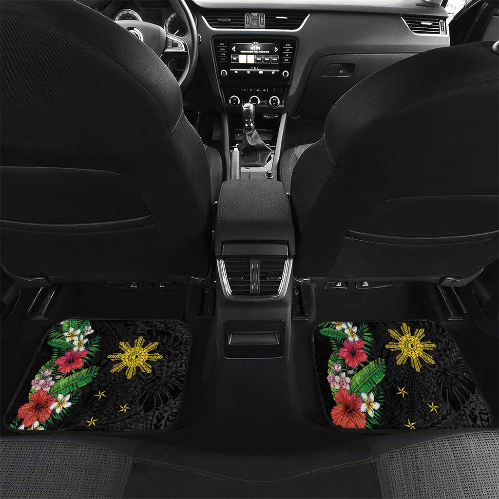 Tropical Hawaii and Philippines Car Mats Kanaka Maoli and Sun Badge Batok Tattoo Colorful