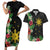 Tropical Hawaii and Philippines Couples Matching Short Sleeve Bodycon Dress and Hawaiian Shirt Kanaka Maoli and Sun Badge Batok Tattoo Colorful