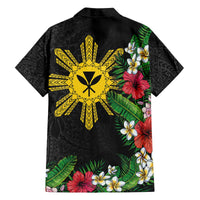 Tropical Hawaii and Philippines Family Matching Off Shoulder Short Dress and Hawaiian Shirt Kanaka Maoli and Sun Badge Batok Tattoo Colorful