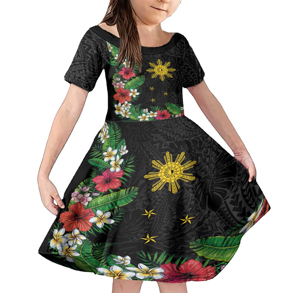 Tropical Hawaii and Philippines Family Matching Tank Maxi Dress and Hawaiian Shirt Kanaka Maoli and Sun Badge Batok Tattoo Colorful