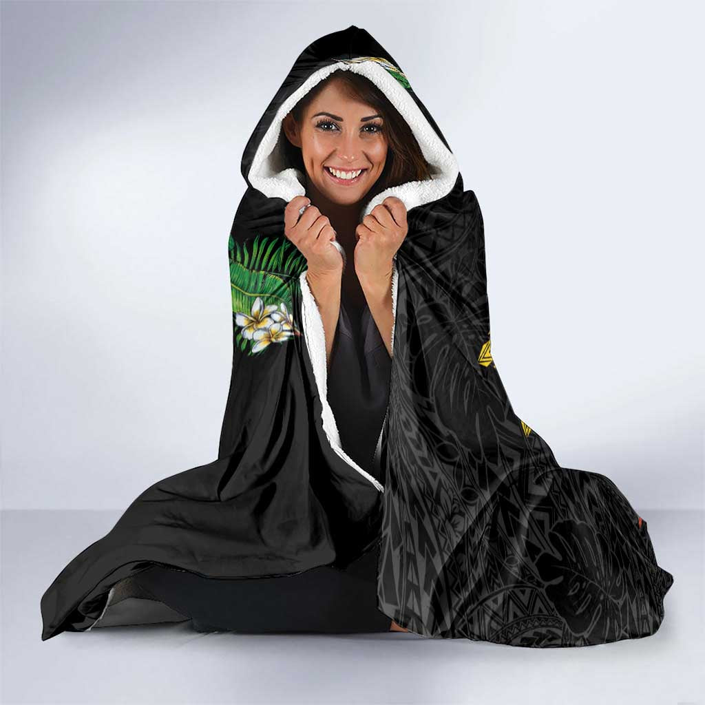 Tropical Hawaii and Philippines Hooded Blanket Kanaka Maoli and Sun Badge Batok Tattoo Colorful
