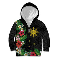 Tropical Hawaii and Philippines Kid Hoodie Kanaka Maoli and Sun Badge Batok Tattoo Colorful