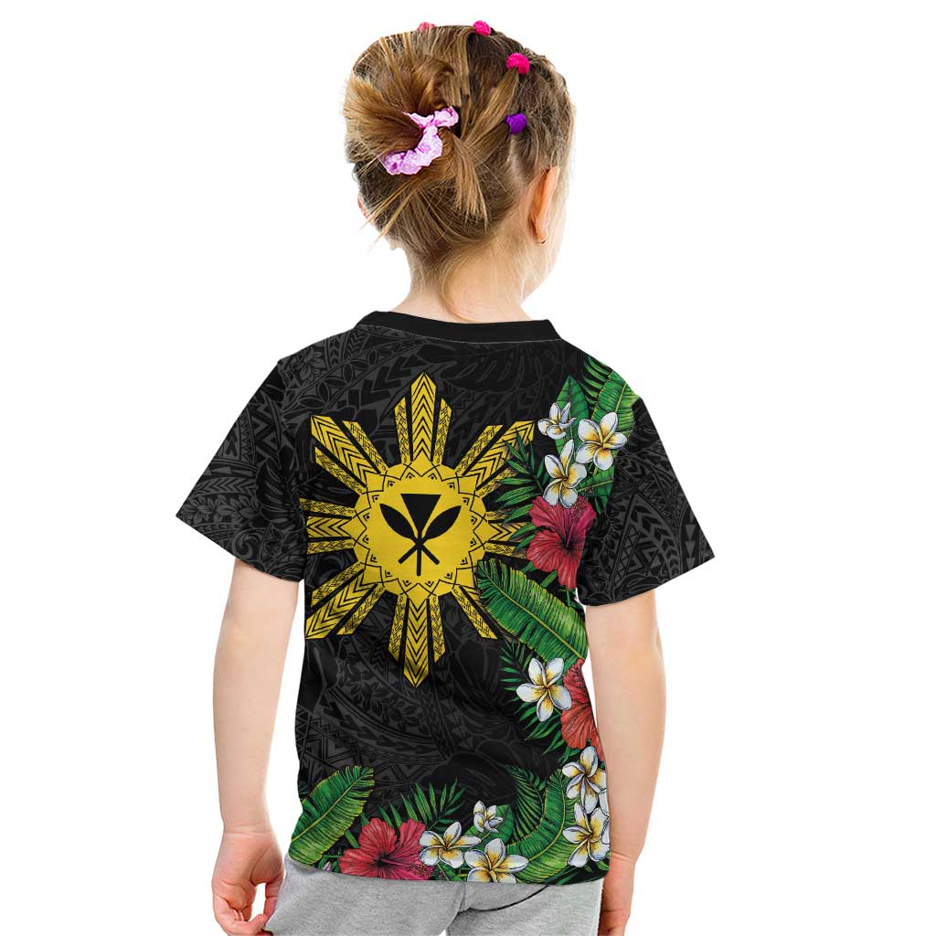 Tropical Hawaii and Philippines Kid T Shirt Kanaka Maoli and Sun Badge Batok Tattoo Colorful