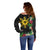 Tropical Hawaii and Philippines Off Shoulder Sweater Kanaka Maoli and Sun Badge Batok Tattoo Colorful