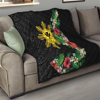 Tropical Hawaii and Philippines Quilt Kanaka Maoli and Sun Badge Batok Tattoo Colorful