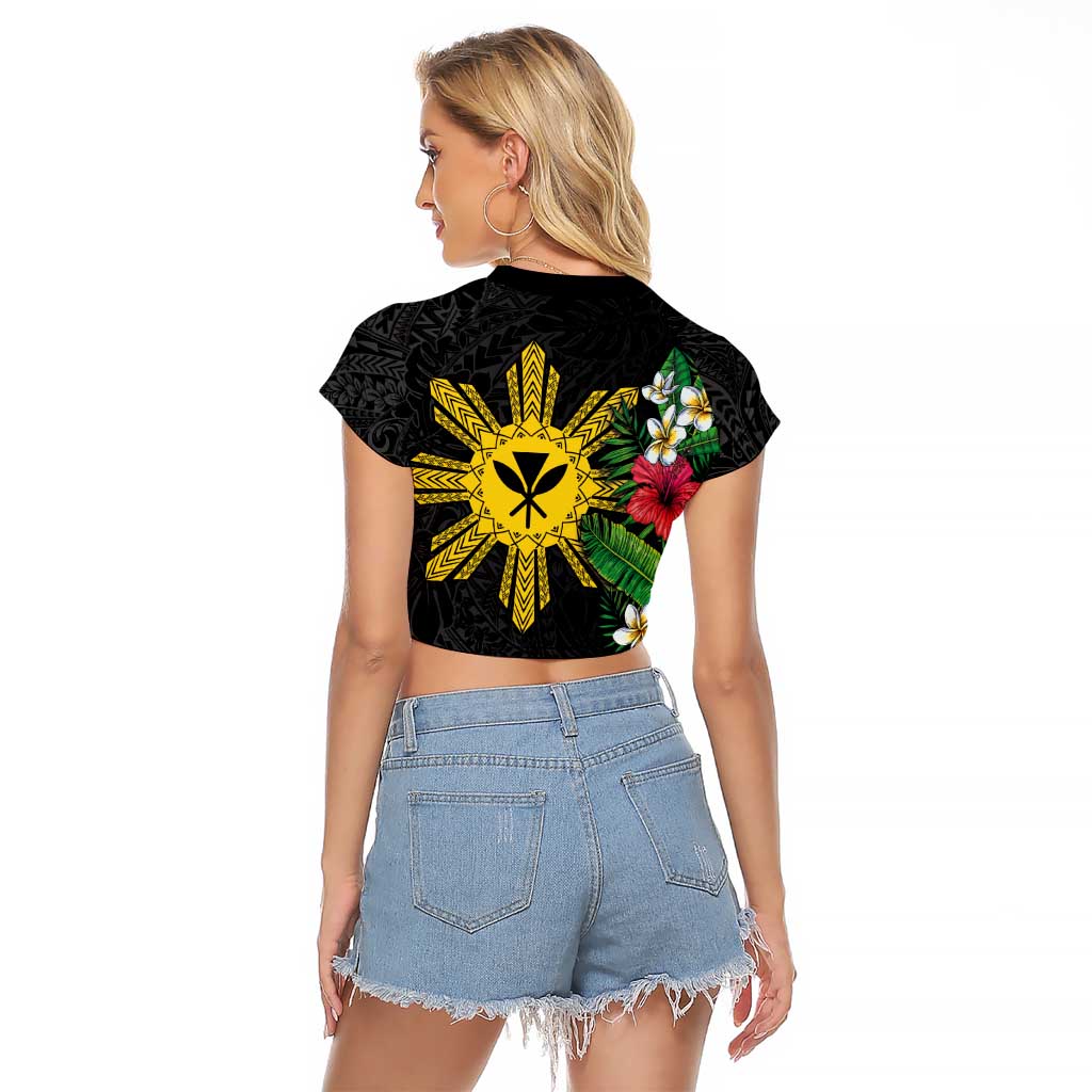 Tropical Hawaii and Philippines Raglan Cropped T Shirt Kanaka Maoli and Sun Badge Batok Tattoo Colorful
