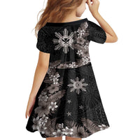 Tropical Hawaii and Philippines Family Matching Tank Maxi Dress and Hawaiian Shirt Kanaka Maoli and Sun Badge Batok Tattoo Grayscale