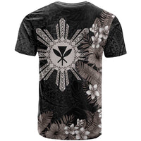 Tropical Hawaii and Philippines T Shirt Kanaka Maoli and Sun Badge Batok Tattoo Grayscale