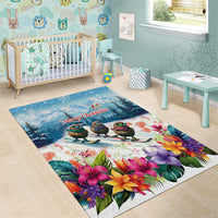 New Zealand Merry Christmas Area Rug Kiwi Birds Snow Boarding-Vibrant Tropical Flower LT03 - Polynesian Pride