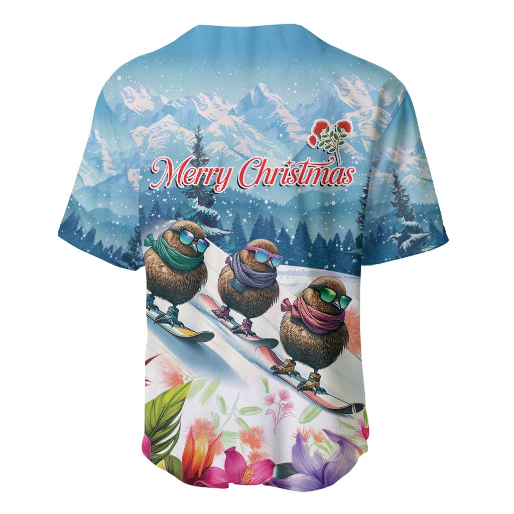 New Zealand Merry Christmas Baseball Jersey Kiwi Birds Snow Boarding-Vibrant Tropical Flower LT03 - Polynesian Pride