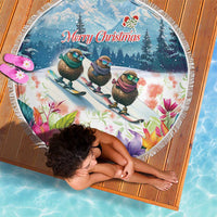 New Zealand Merry Christmas Beach Blanket Kiwi Birds Snow Boarding-Vibrant Tropical Flower LT03 - Polynesian Pride
