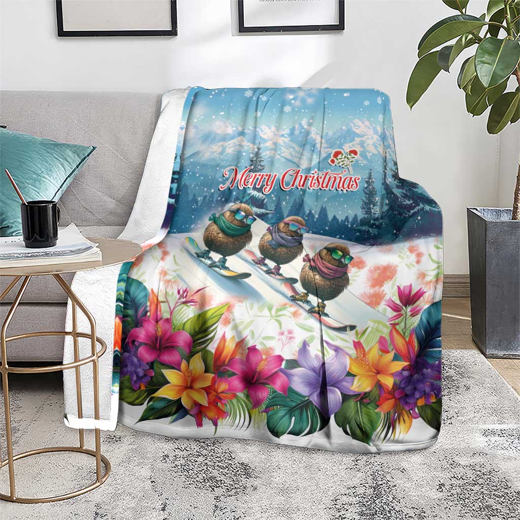 New Zealand Merry Christmas Blanket Kiwi Birds Snow Boarding-Vibrant Tropical Flower LT03 - Polynesian Pride