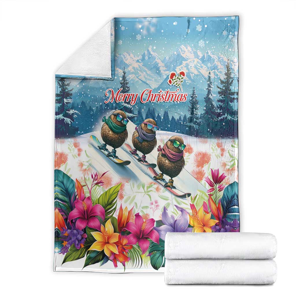 New Zealand Merry Christmas Blanket Kiwi Birds Snow Boarding-Vibrant Tropical Flower LT03 - Polynesian Pride