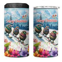 New Zealand Merry Christmas 4 in 1 Can Cooler Tumbler Kiwi Birds Snow Boarding-Vibrant Tropical Flower LT03 One Size: 16 oz White - Polynesian Pride