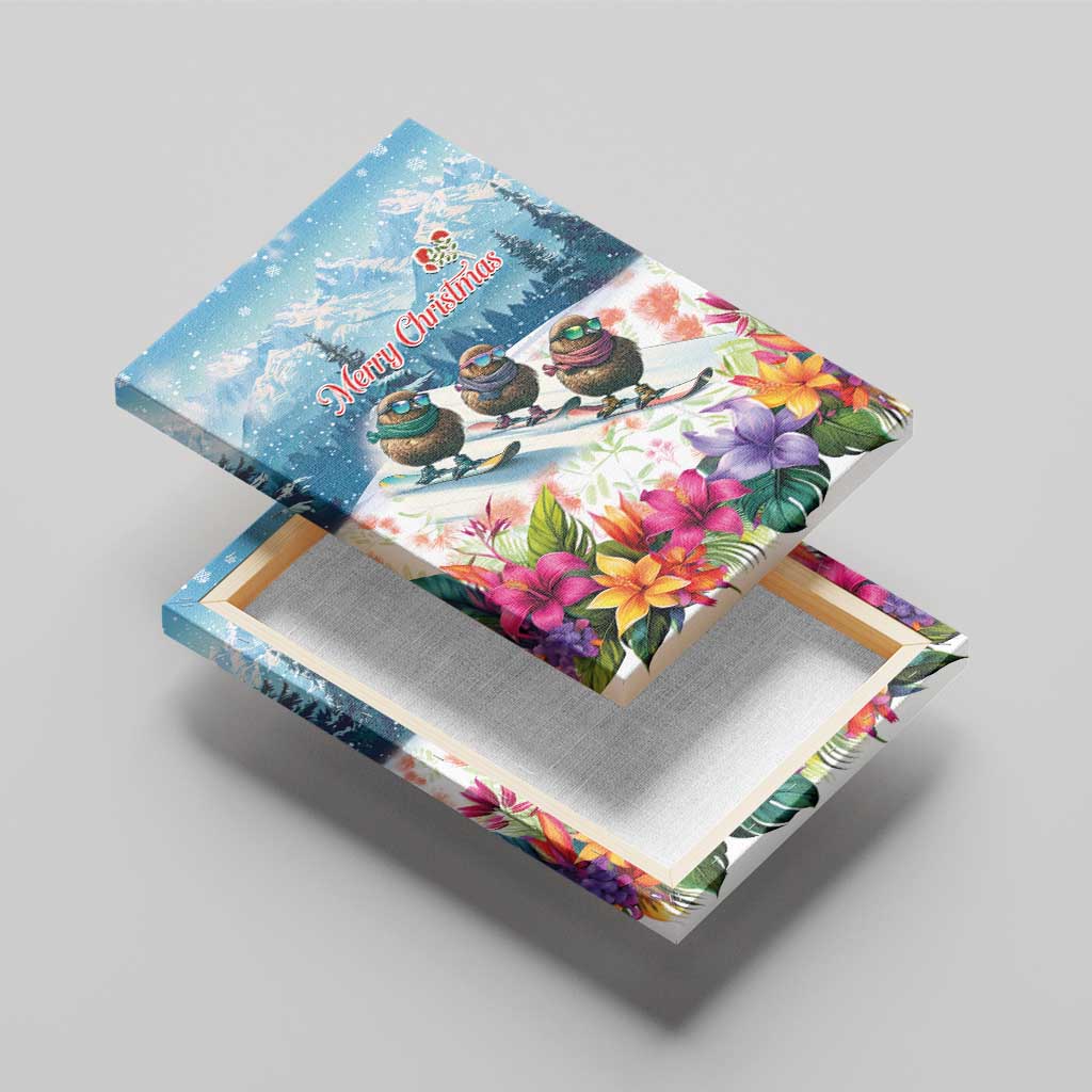 New Zealand Merry Christmas Canvas Wall Art Kiwi Birds Snow Boarding-Vibrant Tropical Flower LT03 - Polynesian Pride
