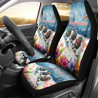 New Zealand Merry Christmas Car Seat Cover Kiwi Birds Snow Boarding-Vibrant Tropical Flower LT03 - Polynesian Pride