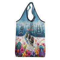 New Zealand Merry Christmas Grocery Bag Kiwi Birds Snow Boarding-Vibrant Tropical Flower LT03 - Polynesian Pride