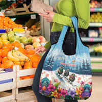 New Zealand Merry Christmas Grocery Bag Kiwi Birds Snow Boarding-Vibrant Tropical Flower LT03 - Polynesian Pride
