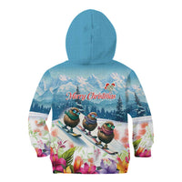 New Zealand Merry Christmas Kid Hoodie Kiwi Birds Snow Boarding-Vibrant Tropical Flower - Polynesian Pride