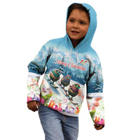 New Zealand Merry Christmas Kid Hoodie Kiwi Birds Snow Boarding-Vibrant Tropical Flower - Polynesian Pride