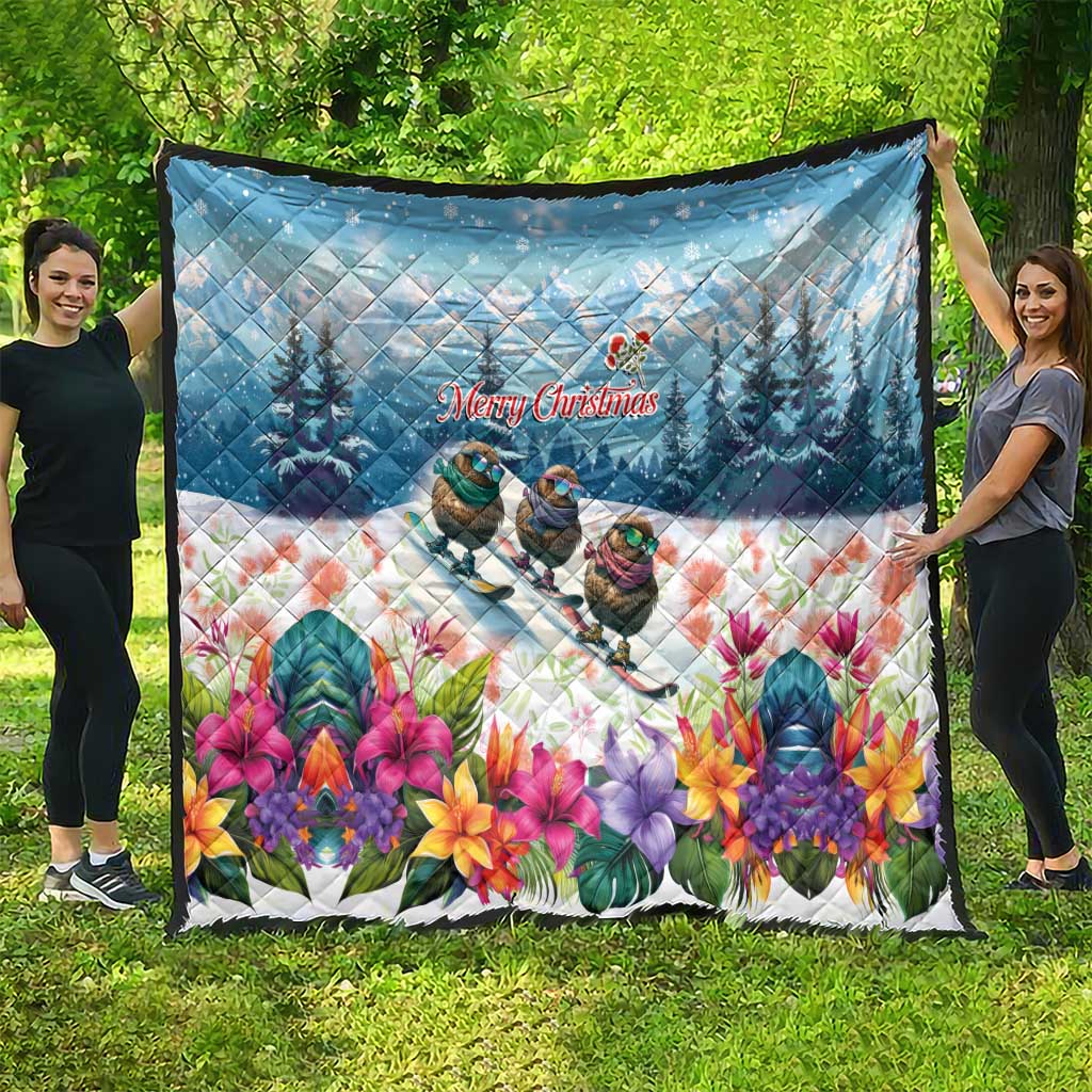 New Zealand Merry Christmas Quilt Kiwi Birds Snow Boarding-Vibrant Tropical Flower LT03 - Polynesian Pride