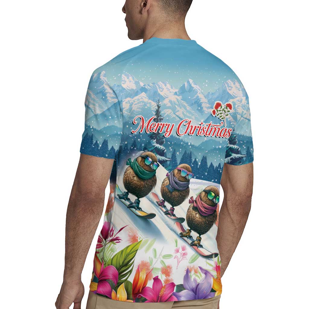 New Zealand Merry Christmas Rugby Jersey Kiwi Birds Snow Boarding-Vibrant Tropical Flower LT03 - Polynesian Pride
