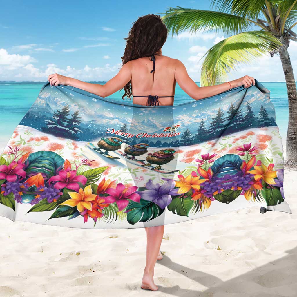 New Zealand Merry Christmas Sarong Kiwi Birds Snow Boarding-Vibrant Tropical Flower LT03 - Polynesian Pride