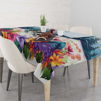 New Zealand Merry Christmas Tablecloth Kiwi Birds Snow Boarding-Vibrant Tropical Flower LT03 - Polynesian Pride