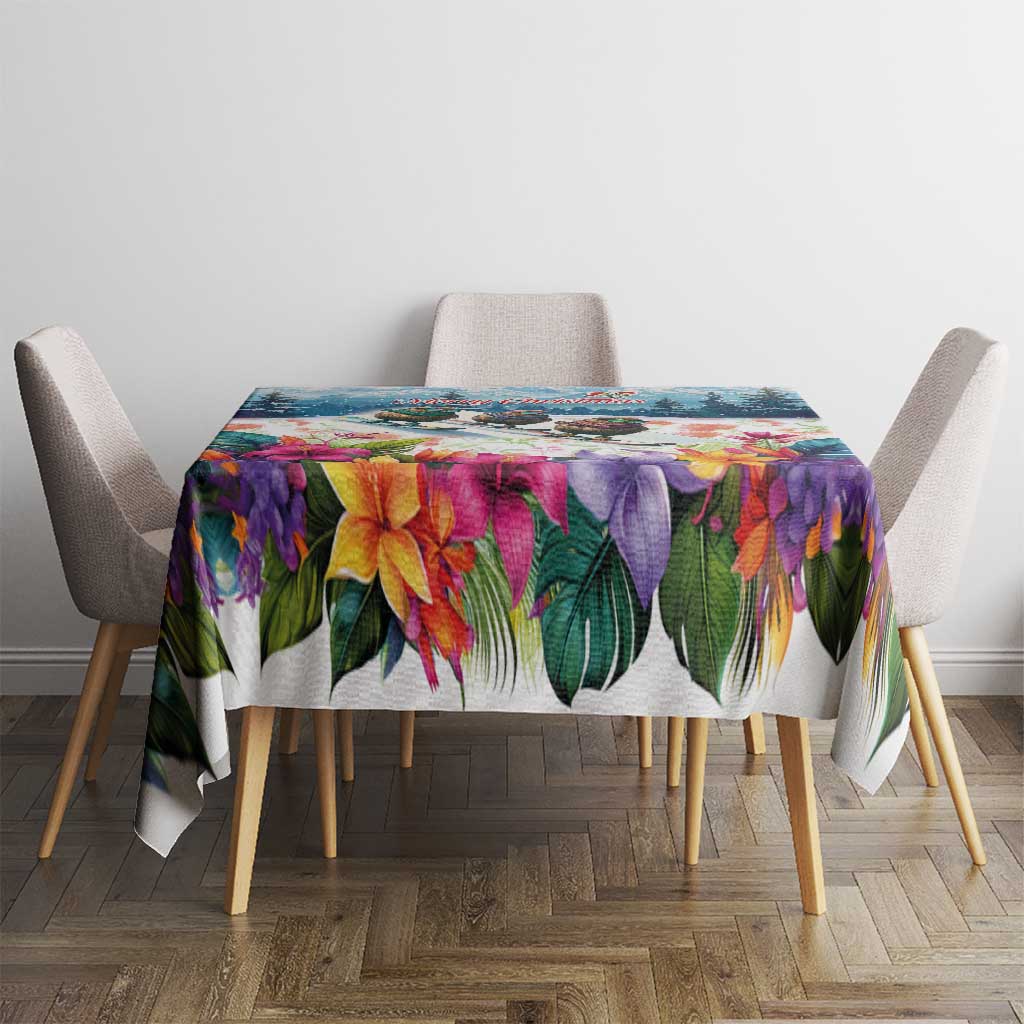 New Zealand Merry Christmas Tablecloth Kiwi Birds Snow Boarding-Vibrant Tropical Flower LT03 - Polynesian Pride