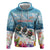 New Zealand Merry Christmas Zip Hoodie Kiwi Birds Snow Boarding-Vibrant Tropical Flower - Polynesian Pride