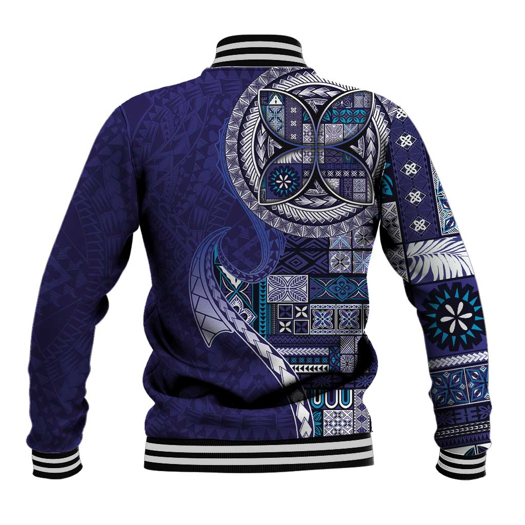 Samoan Siapo Art Tattoo Polynesian Pattern Baseball Jacket Navy Color - Polynesian Pride