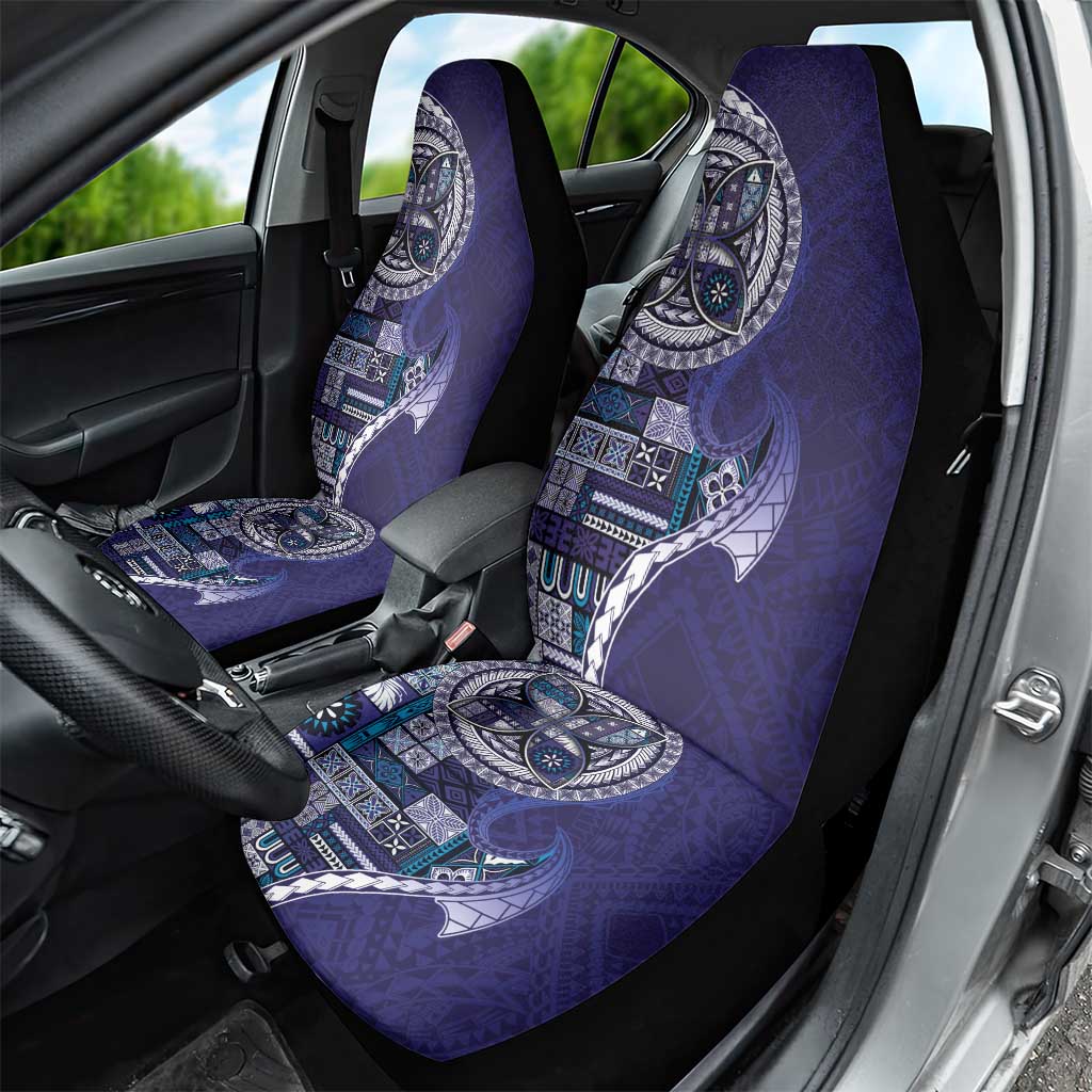 Samoan Siapo Art Tattoo Polynesian Pattern Car Seat Cover Navy Color - Polynesian Pride