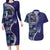 Samoan Siapo Art Tattoo Polynesian Pattern Couples Matching Long Sleeve Bodycon Dress and Hawaiian Shirt Navy Color - Polynesian Pride