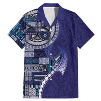 Samoan Siapo Art Tattoo Polynesian Pattern Family Matching Mermaid Dress and Hawaiian Shirt Navy Color - Polynesian Pride