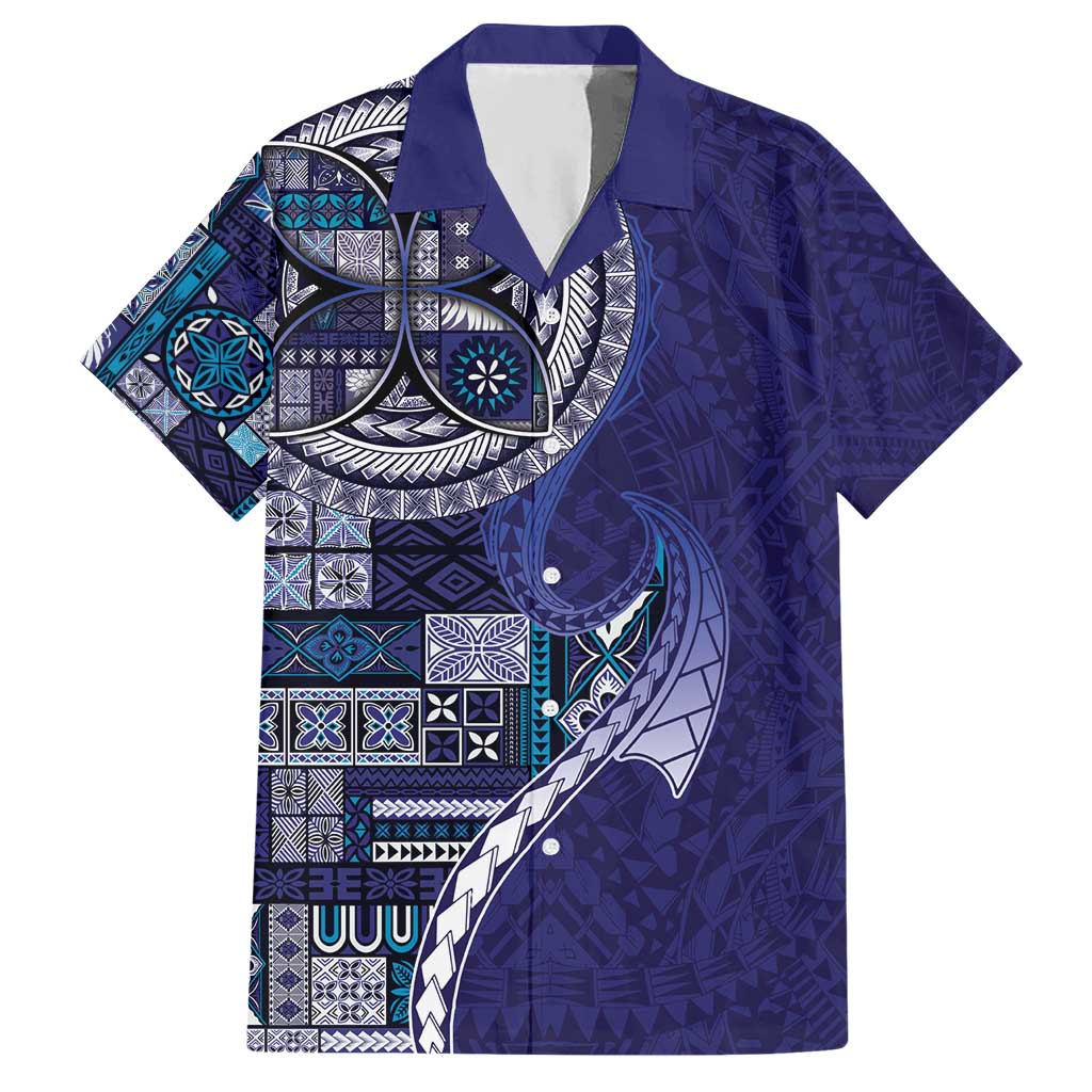 Samoan Siapo Art Tattoo Polynesian Pattern Hawaiian Shirt Navy Color - Polynesian Pride