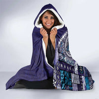 Samoan Siapo Art Tattoo Polynesian Pattern Hooded Blanket Navy Color - Polynesian Pride