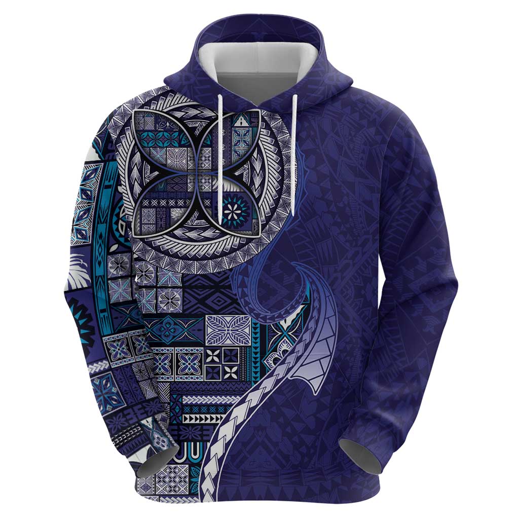 Samoan Siapo Art Tattoo Polynesian Pattern Hoodie Navy Color - Polynesian Pride