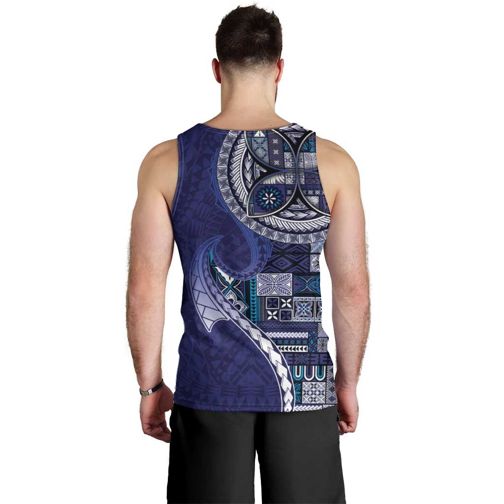 Samoan Siapo Art Tattoo Polynesian Pattern Men Tank Top Navy Color - Polynesian Pride