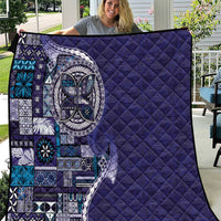 Samoan Siapo Art Tattoo Polynesian Pattern Quilt Navy Color - Polynesian Pride
