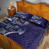Samoan Siapo Art Tattoo Polynesian Pattern Quilt Bed Set Navy Color - Polynesian Pride