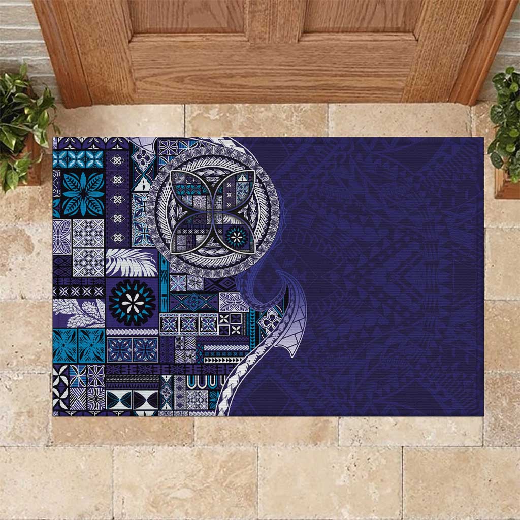 Samoan Siapo Art Tattoo Polynesian Pattern Rubber Doormat Navy Color - Polynesian Pride