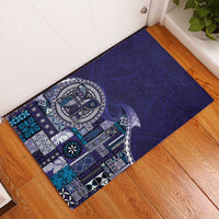 Samoan Siapo Art Tattoo Polynesian Pattern Rubber Doormat Navy Color - Polynesian Pride