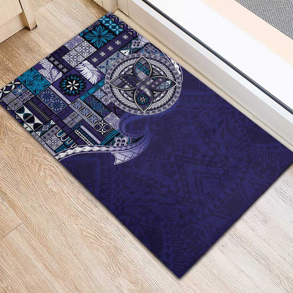 Samoan Siapo Art Tattoo Polynesian Pattern Rubber Doormat Navy Color - Polynesian Pride
