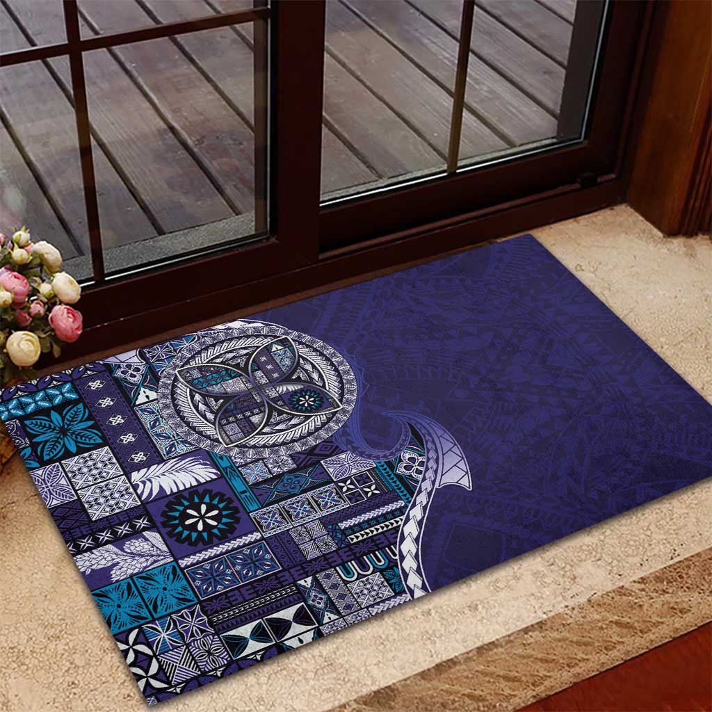 Samoan Siapo Art Tattoo Polynesian Pattern Rubber Doormat Navy Color - Polynesian Pride