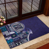 Samoan Siapo Art Tattoo Polynesian Pattern Rubber Doormat Navy Color - Polynesian Pride
