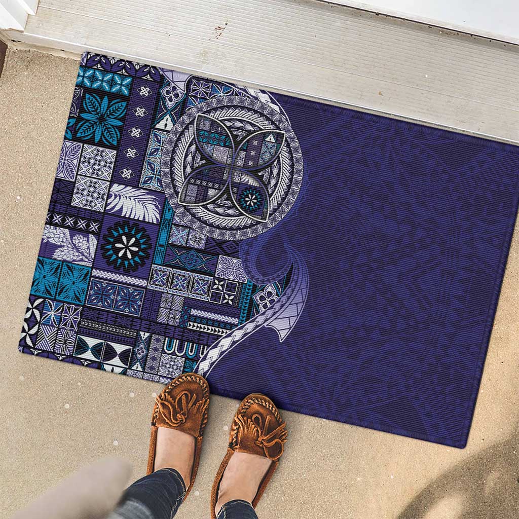 Samoan Siapo Art Tattoo Polynesian Pattern Rubber Doormat Navy Color - Polynesian Pride