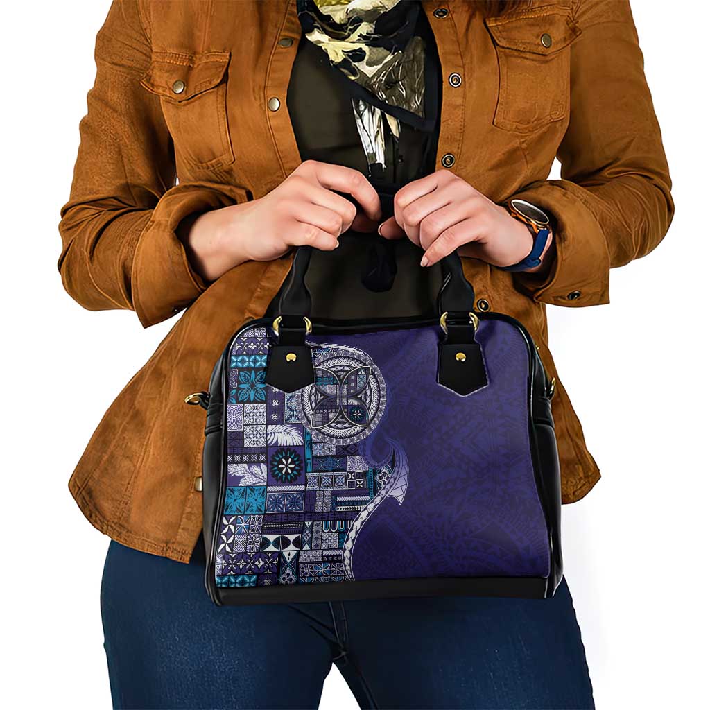 Samoan Siapo Art Tattoo Polynesian Pattern Shoulder Handbag Navy Color LT03 - Polynesian Pride